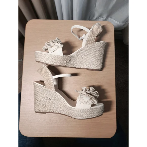 Rosset Espadrille Macrame Wedge Platform Sandal 10 M - Beige Linen Off White - Picture 12 of 16